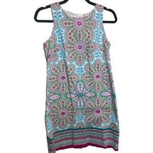 London Times Shift Dress Size 6 Blue Pink Pastel Resort Vacation